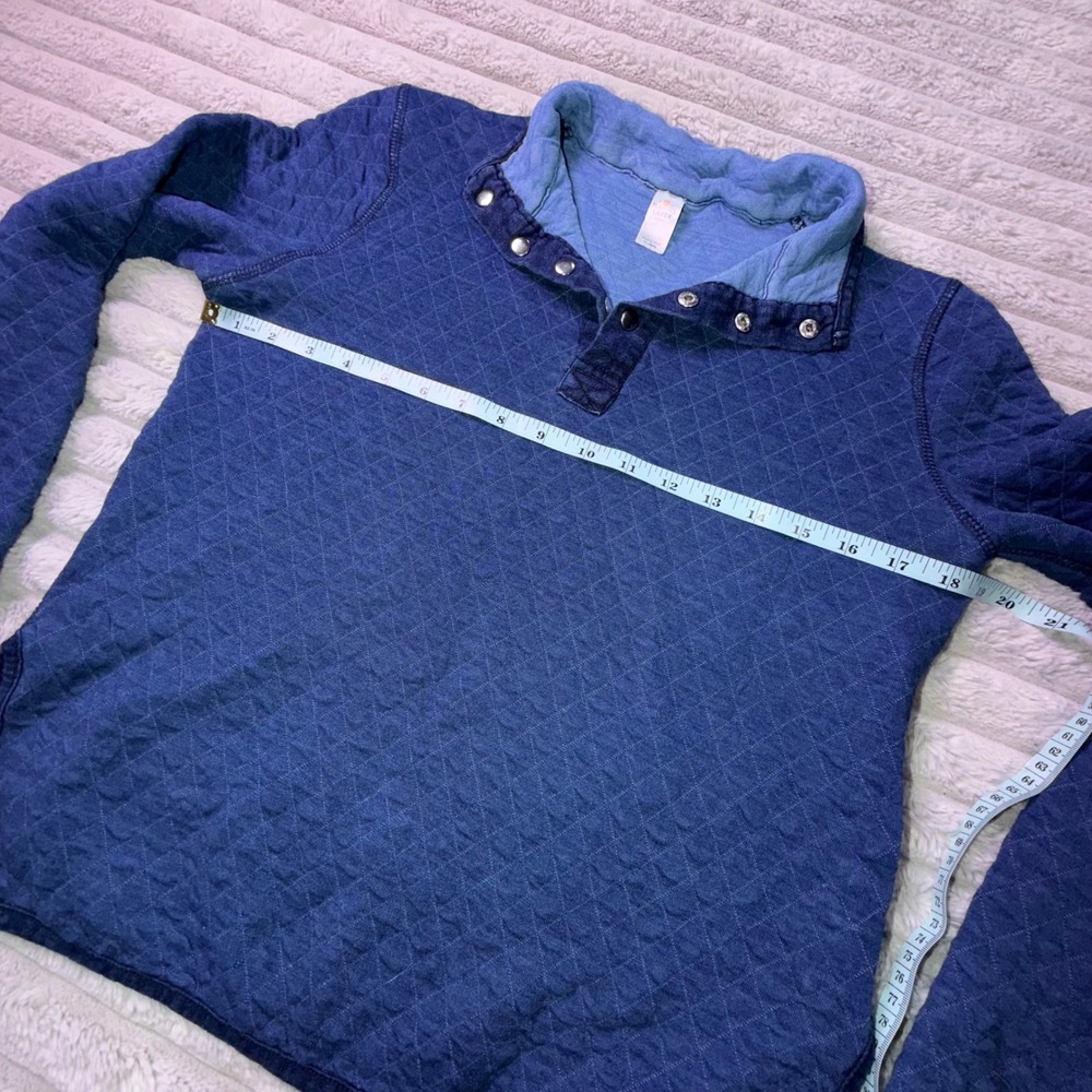 Marine Layer Corbet Quilted Pullover Navy Blue Snap Neck Sweatshirt Women's XS - Picture 6 of 12